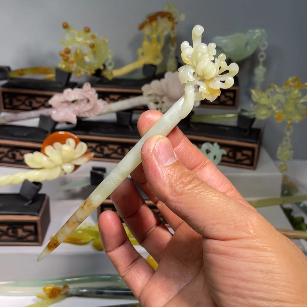 蛇纹石玉合金发饰