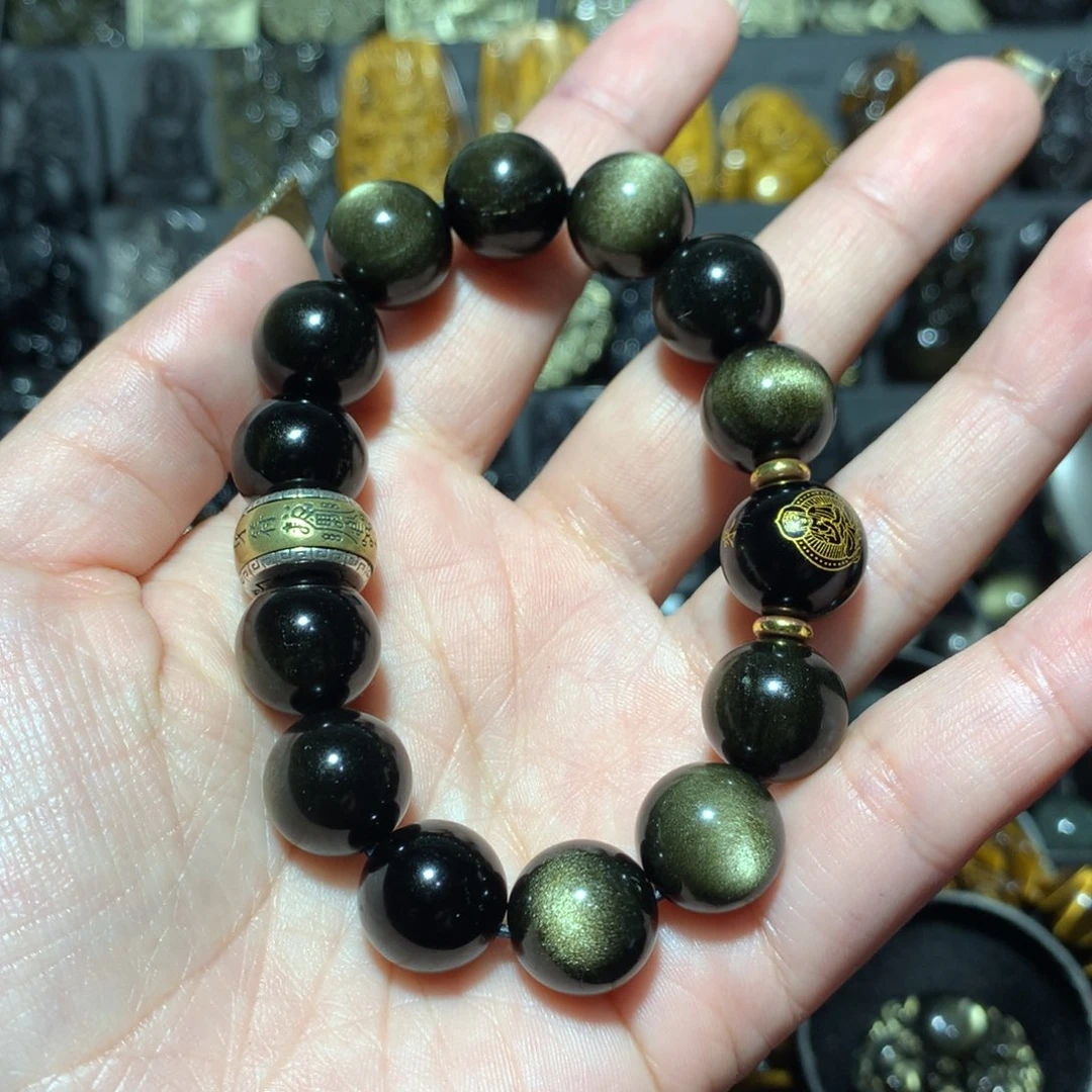 未镶嵌黑曜岩手串小**?定制