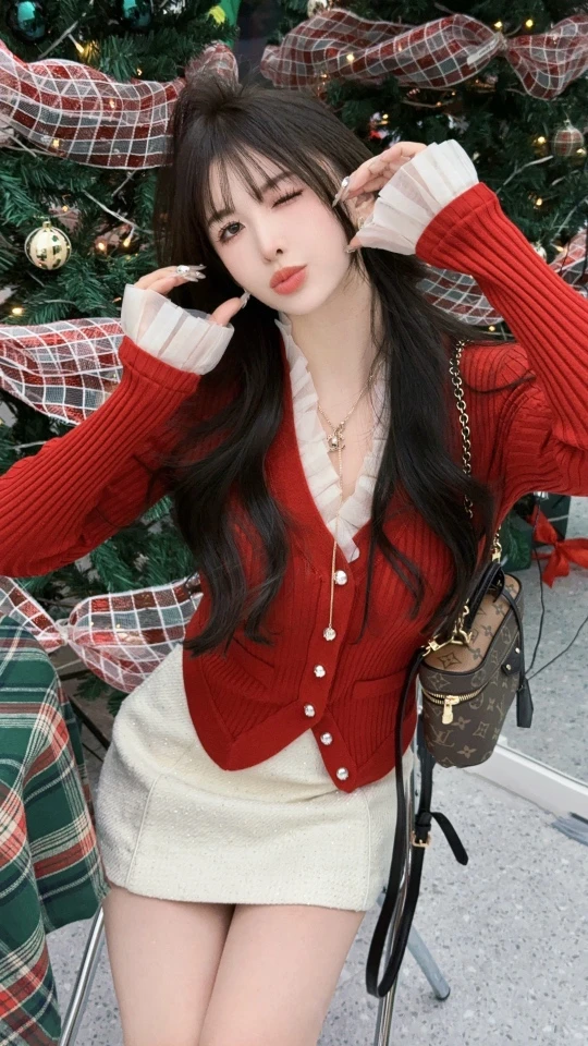 【程北北】欧根纱钻扣羊毛毛衣