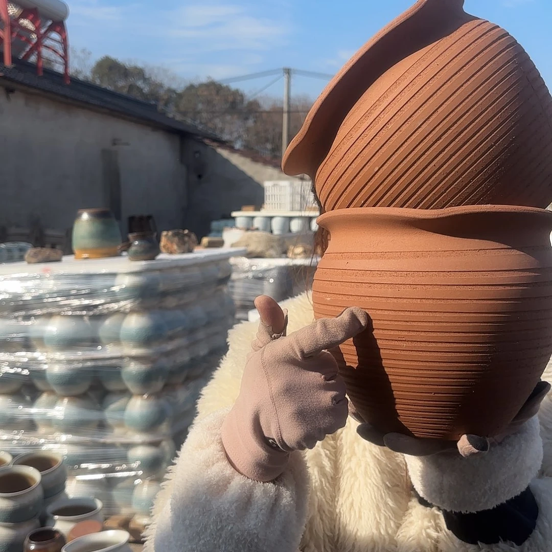 红陶两个口径20高度18