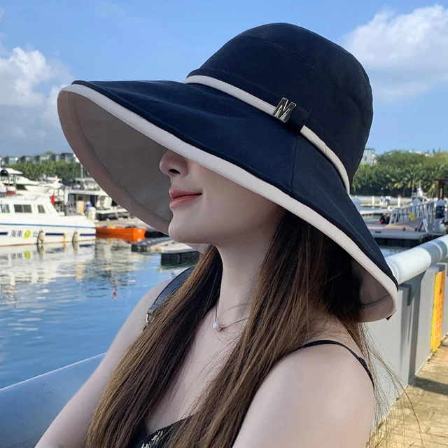 帽子女夏季大檐遮紫外线户外防晒太阳帽休闲百搭护脸遮阳渔夫帽女
