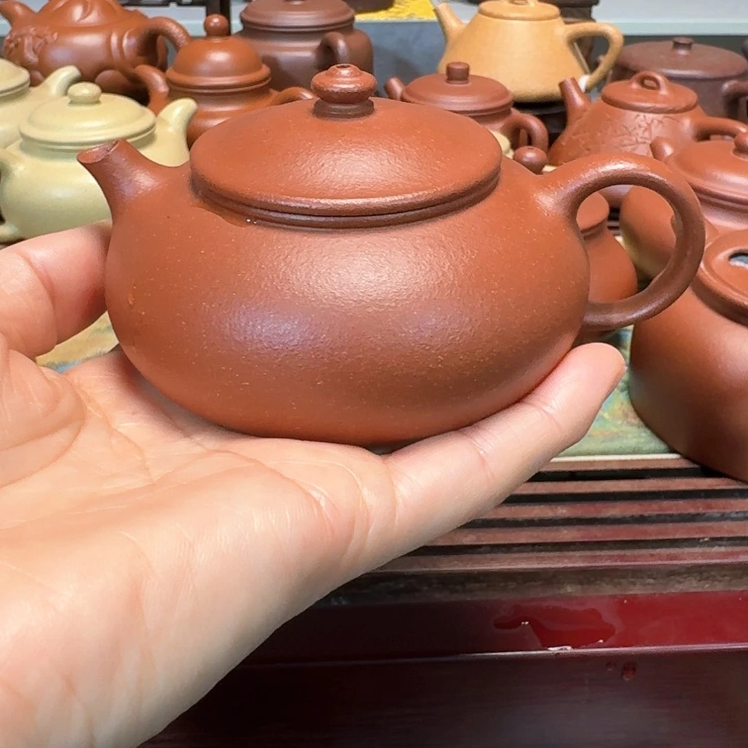 紫砂茶壶红降坡半手工