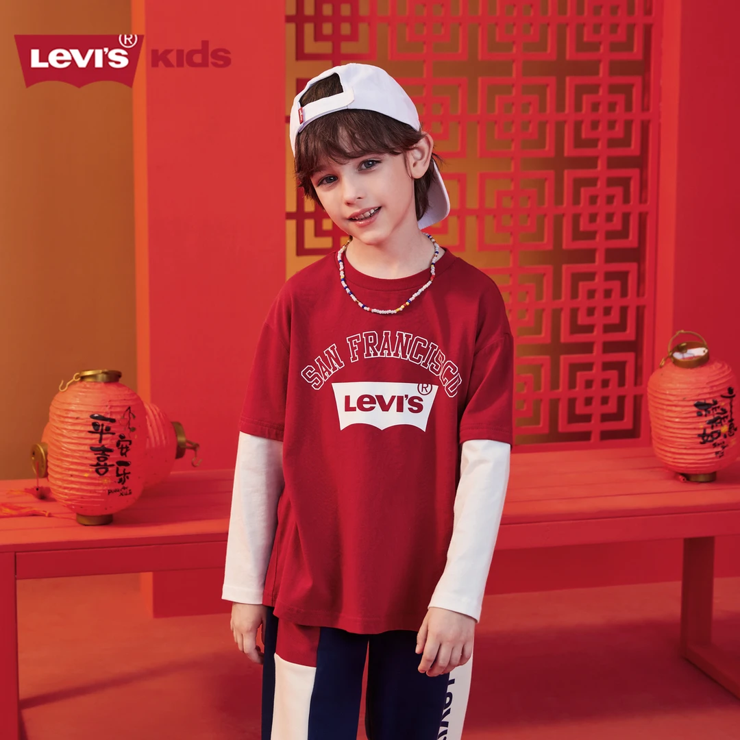 Levi's李维斯春秋休时尚童装长袖男女童百搭潮T恤K771