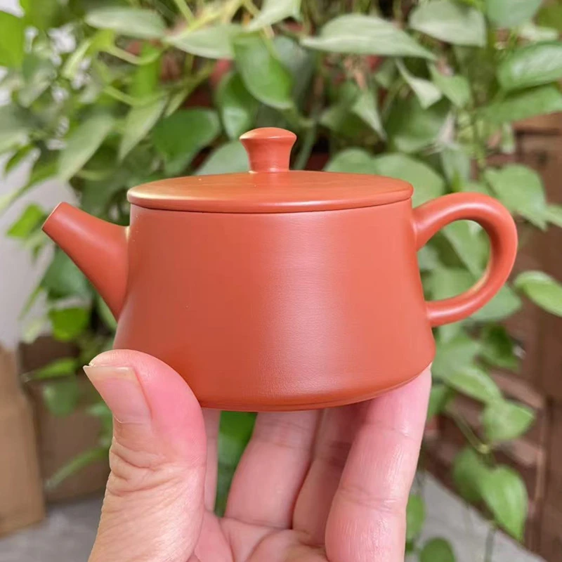 云柱潮州朱泥手工手拉壶大口泡茶壶工夫茶壶宽口易投茶120CC