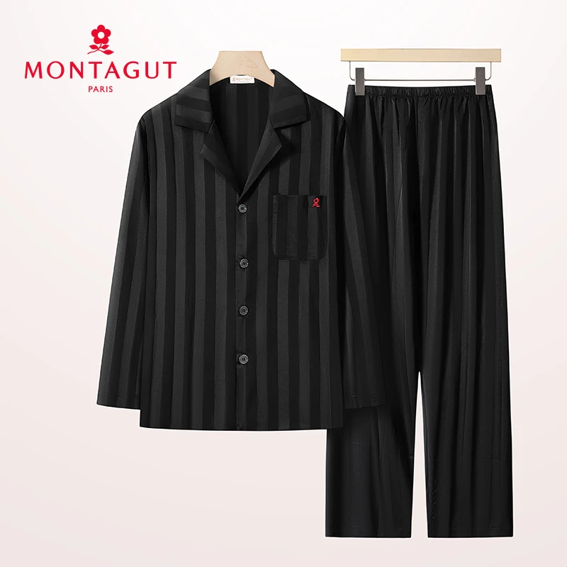 Montagut/梦特娇长袖家居服秋季休闲舒适睡衣男女同款套装可外穿
