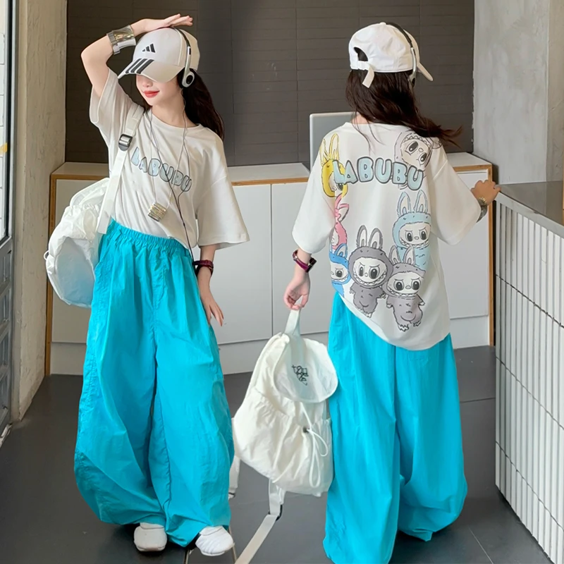 女童宽松套装夏装6-12岁大童女孩潮酷休闲衣服薄款洋气儿童装薄款