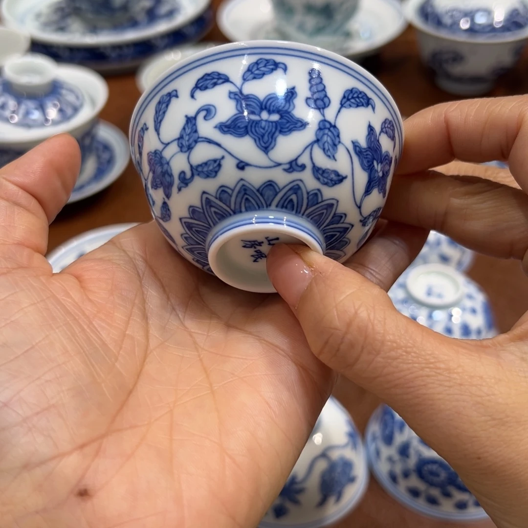 杯子四季花卉宫碗杯60