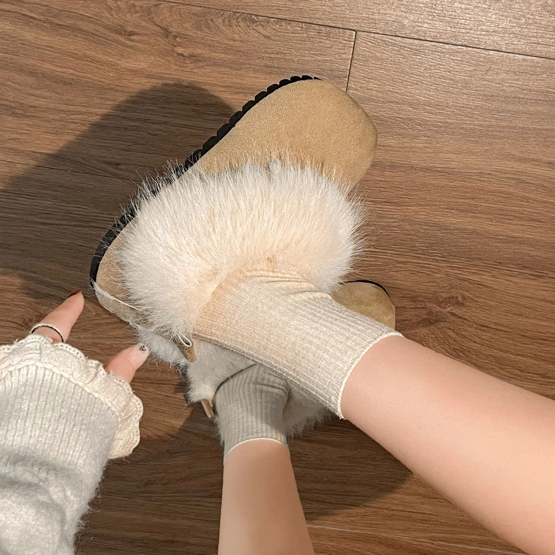 内增高勃肯毛毛鞋女2025冬季新款加绒保暖棉鞋百搭复古加绒勃肯鞋