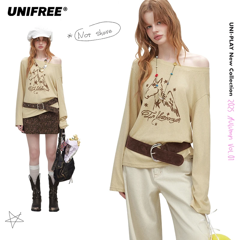 【金拐子专属】UNIFREE韩系垂感长袖T恤美式上衣U253G921P1P1