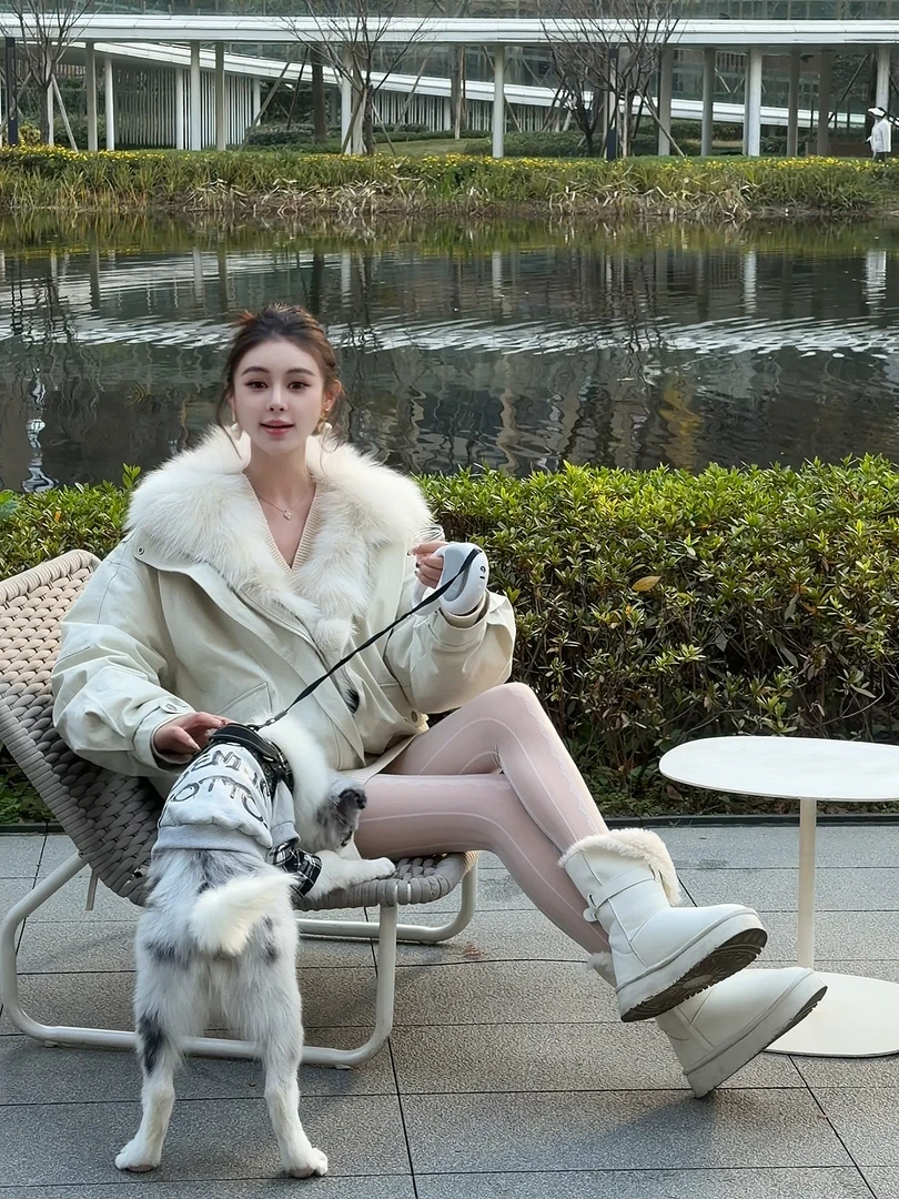 YR18【依美丁】可拆卸狐毛大毛领两侧口袋鹅绒服