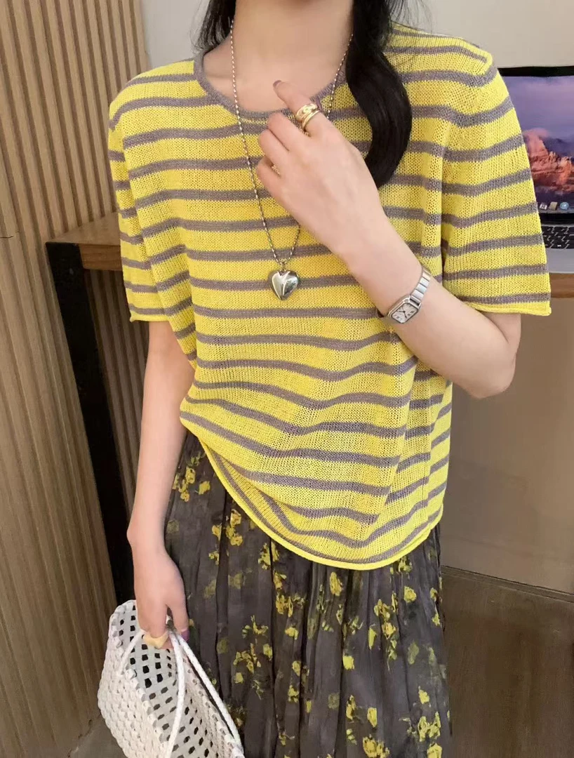 松弛复古海魂针织T恤 干爽麻感 空气不沾身1475