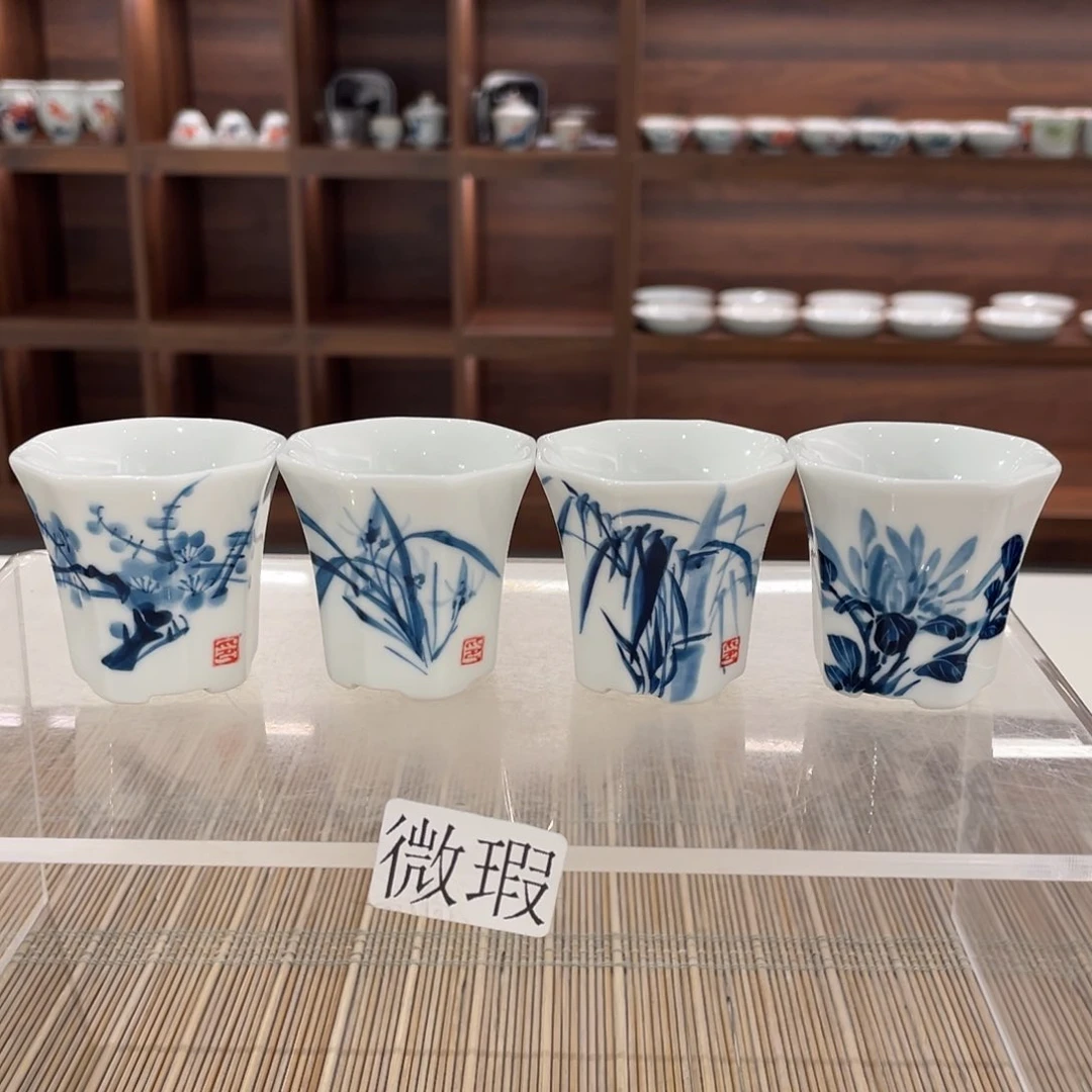 釉下手绘茶具微瑕