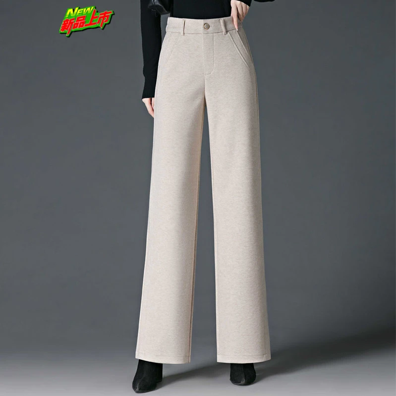 正品2025新款女装高品质羊毛呢阔腿裤秋冬宽松显瘦直筒休闲裤爆款