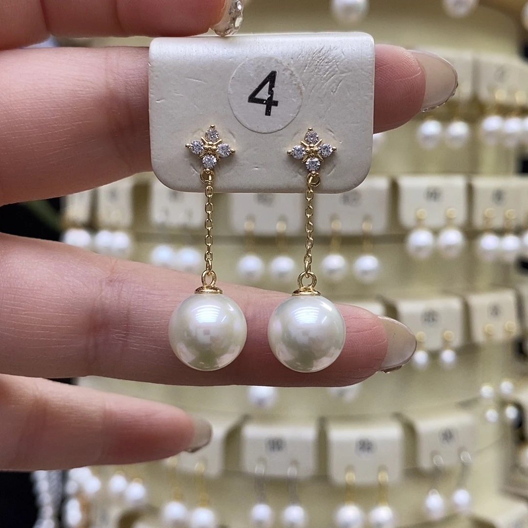 银S925镶嵌淡水珍珠耳饰