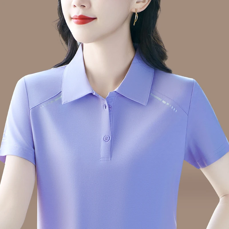 翻领t恤纯色短袖T恤女夏季新款时尚休闲减龄显瘦POLO衫百搭上衣