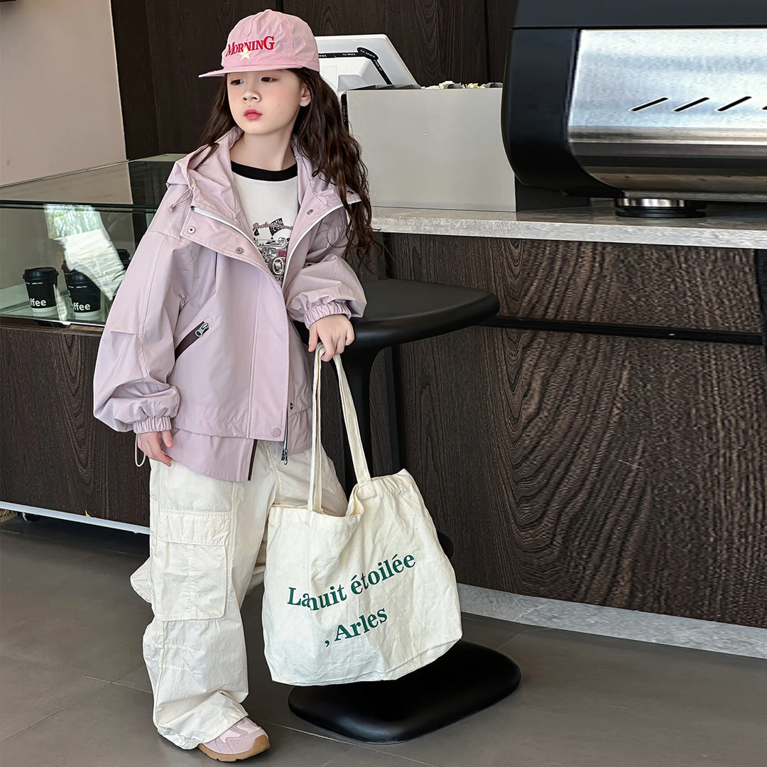 儿童超好看冲锋衣外套2025新款女大童秋装三合一风衣女童连帽夹克