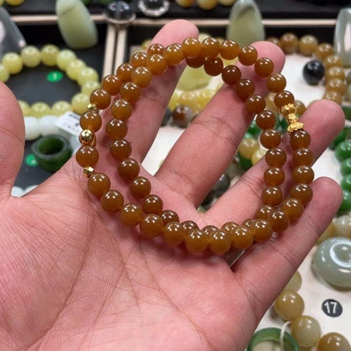 未镶嵌手串和田玉新疆且末金山糖卡8精品