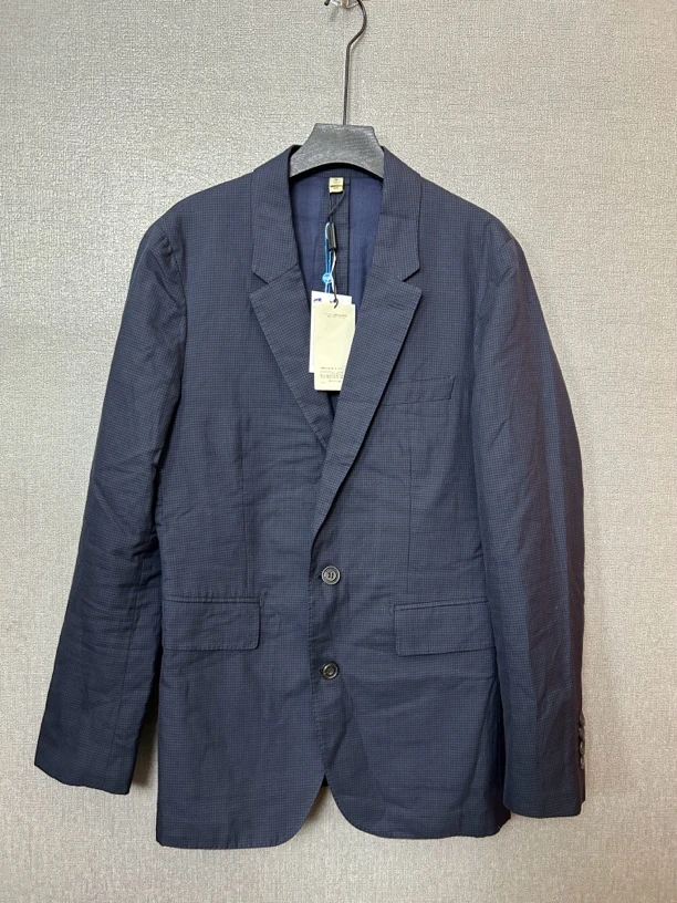 99新 BURBERRY/博柏利 藏青色小格子西装外套