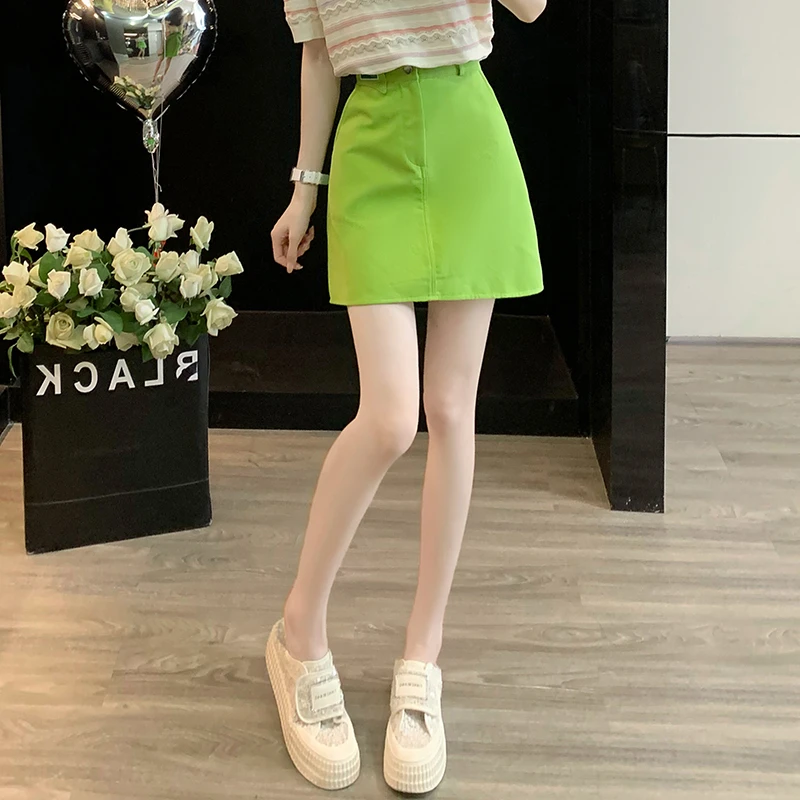 辣妹时尚三分短裙女夏季新款高腰显瘦修身A字半身包臀一步裙子潮