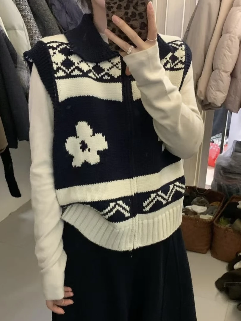 复古提花毛针织开衫马甲女2025秋季新款韩版宽松显瘦毛衣韩系