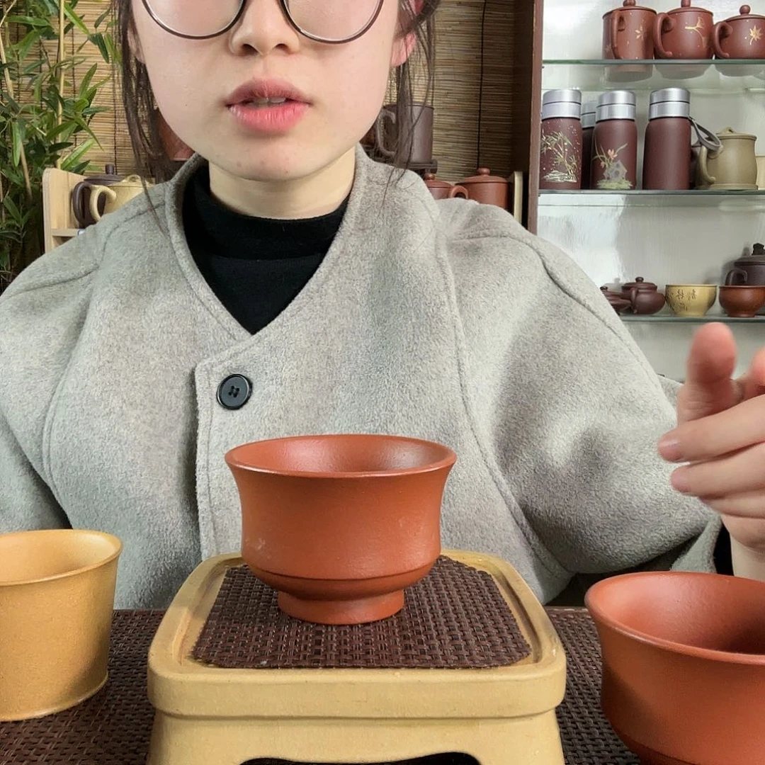 紫砂茶杯原矿朱泥马蹄主人杯一个120CC