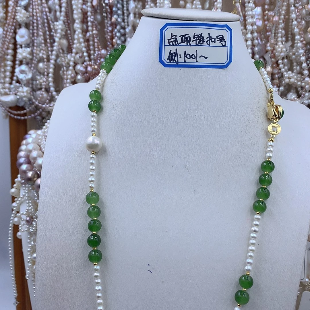 银S925镶嵌淡水珍珠项链耳饰