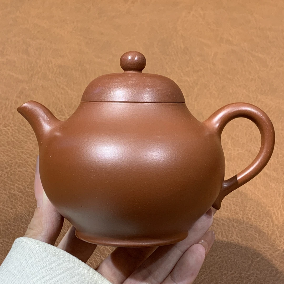 原矿小红泥胖梨壶220毫升半手工（微瑕）宜兴黄龙山茶具紫砂壶168