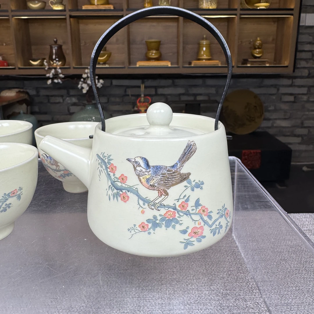 黄汝窑喜上眉梢提梁壶@728