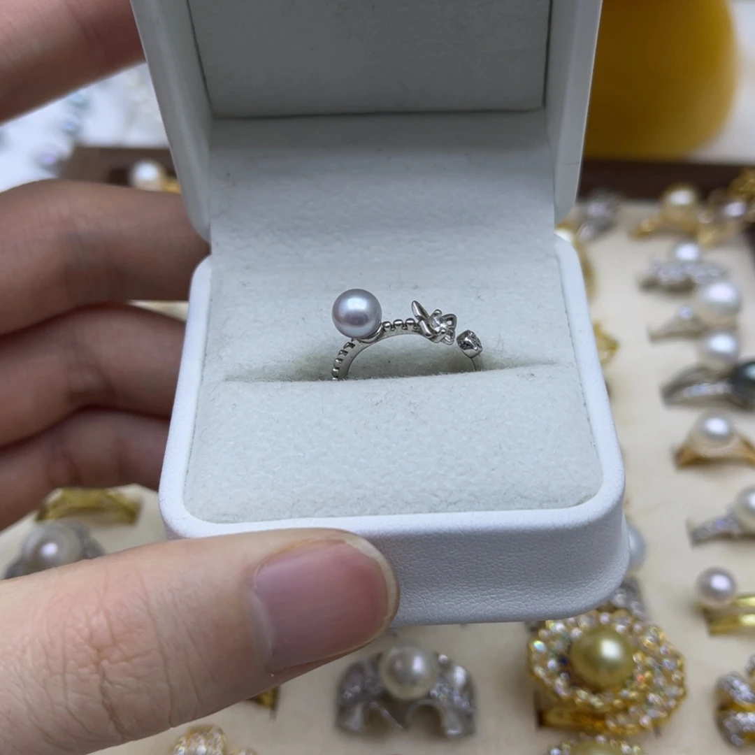 银S925镶嵌戒指海水珍珠