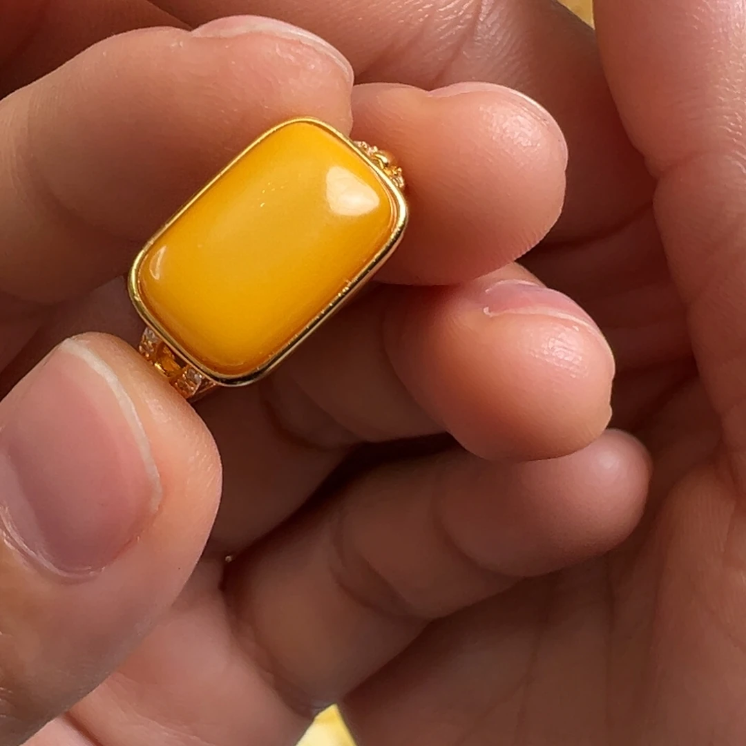 蜜蜡银S925镀金镶嵌裸石蜜蜡