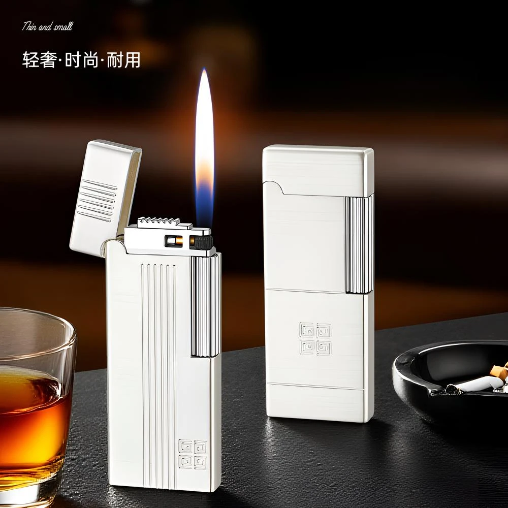 纪2000新款银系超薄包真银工艺打火机新款侧滑经典男士礼品雕刻