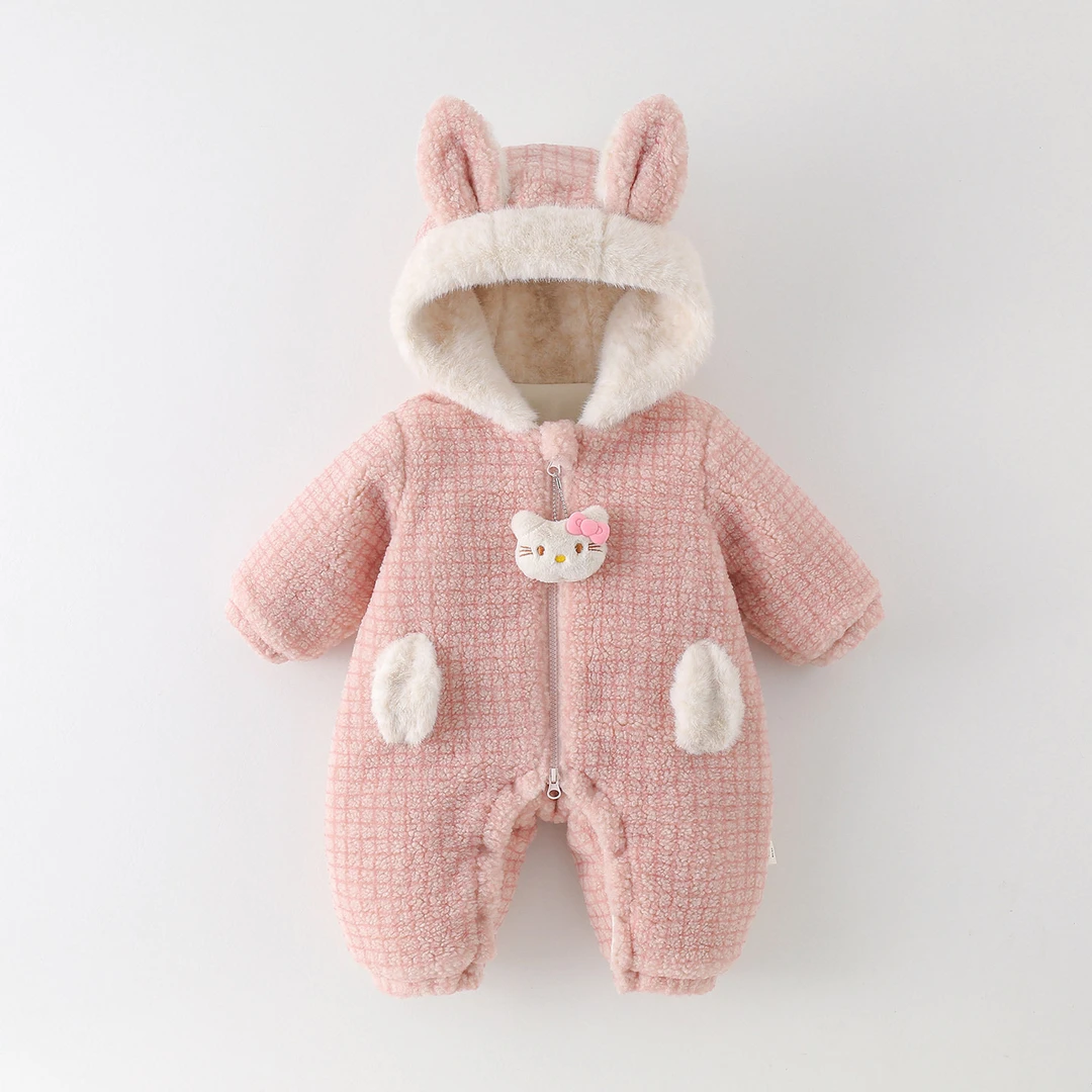 婴儿衣服冬季女宝宝外出加厚连体衣满月百天可爱爬爬服保暖棉衣服