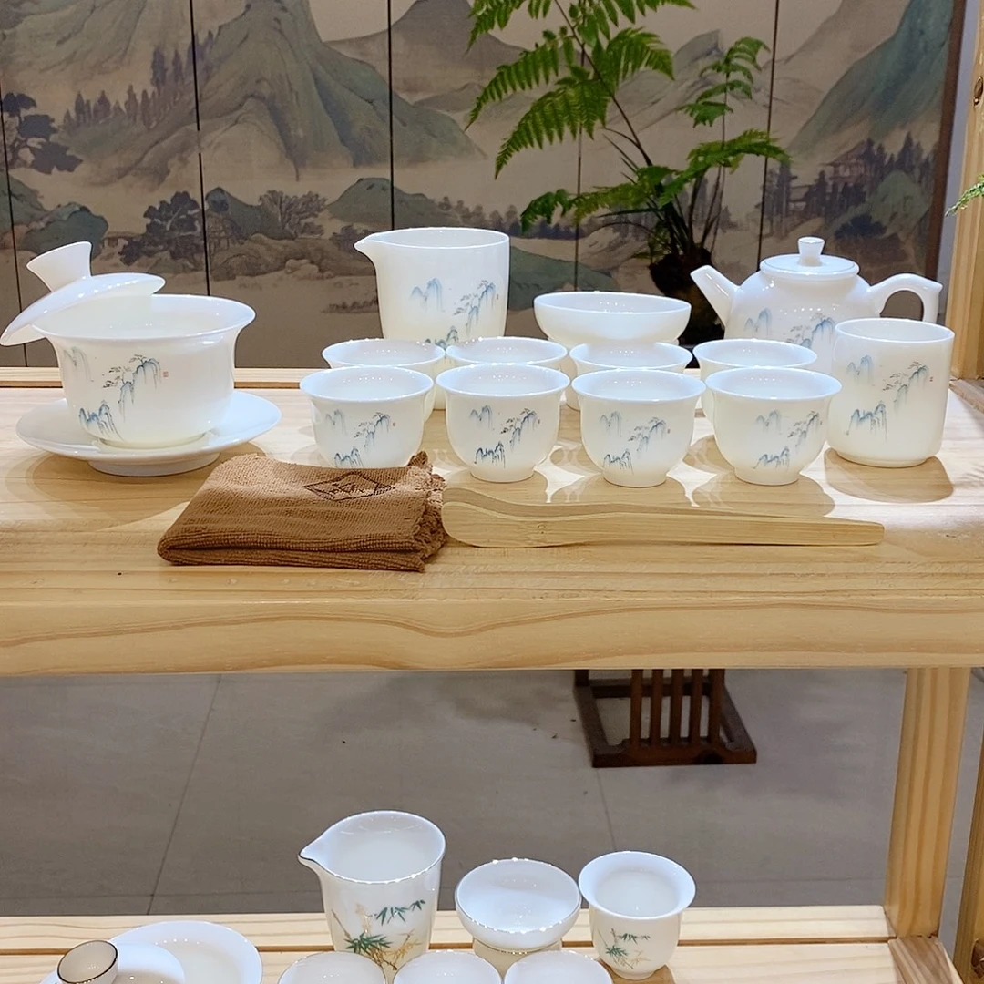 【墨城】羊脂玉瓷高山流水16头