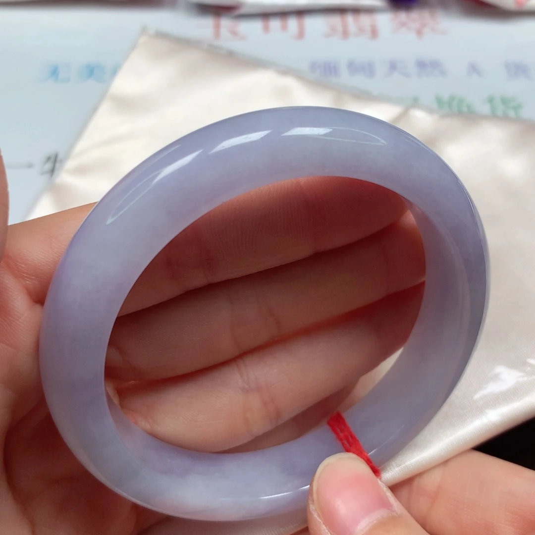 翡翠未镶嵌手镯紫罗兰58正圈高货微瑕