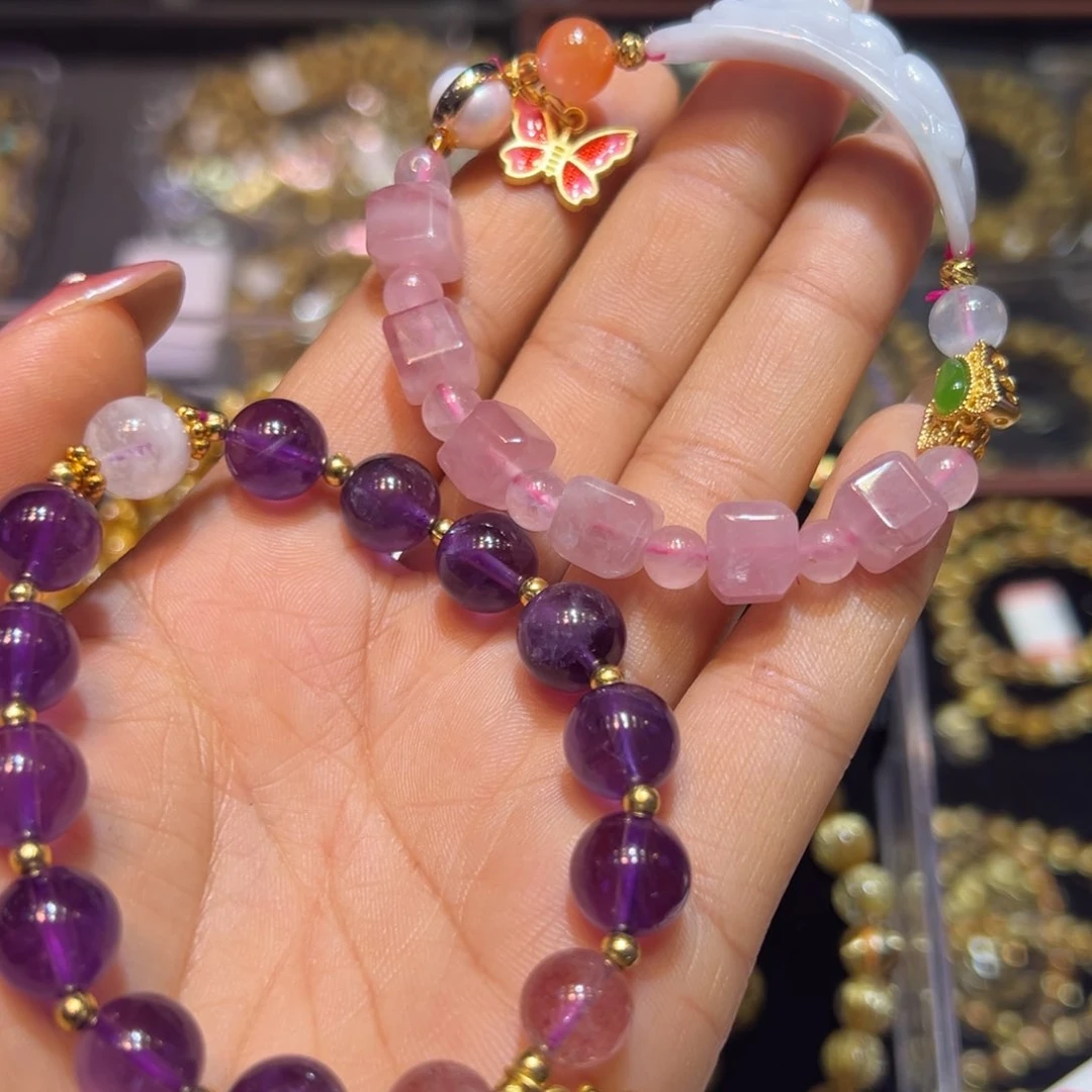 水晶手串未镶嵌星*羽紫水晶手串