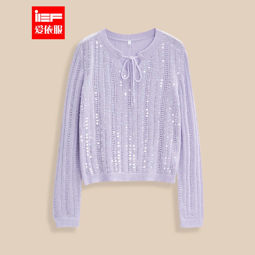 IEF/爱依服【微胖】大码女装2025夏秋新款温柔小女人气质毛织上衣