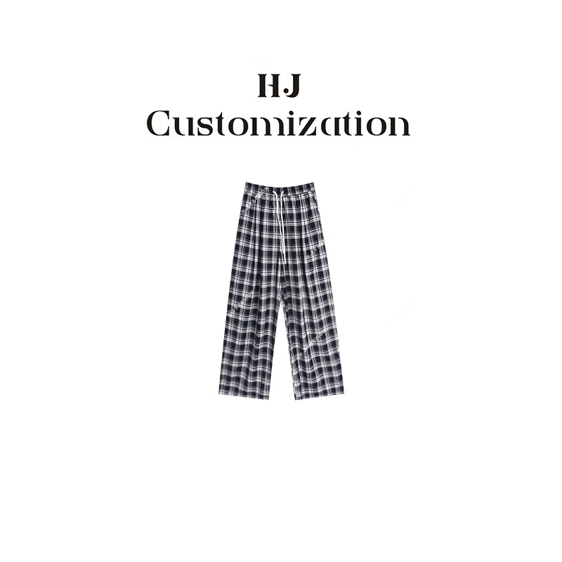 【 H·J 】“复古格调”显高显瘦显腿长复古风格子直筒休闲裤9658