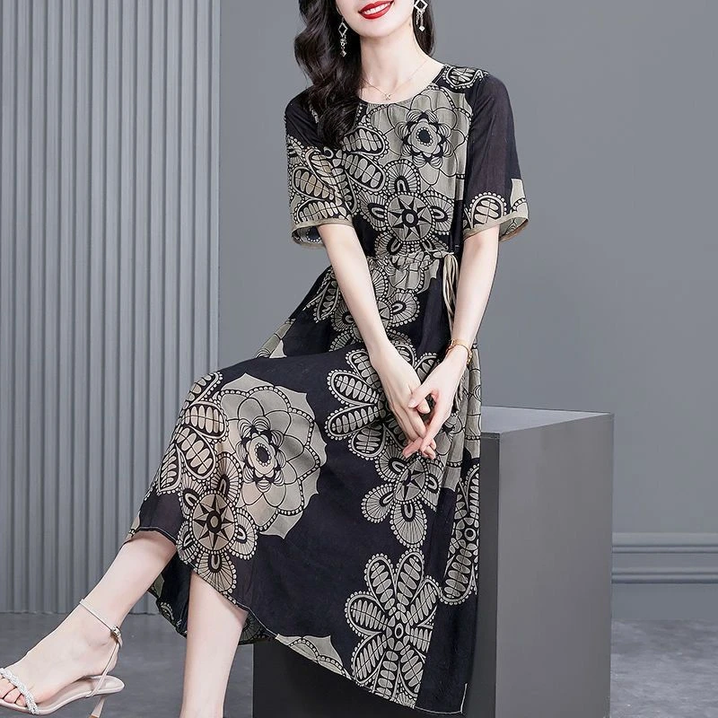 复古大码中长款2025贵夫人高端漂亮连衣裙奢华时尚女装夏2025洋气