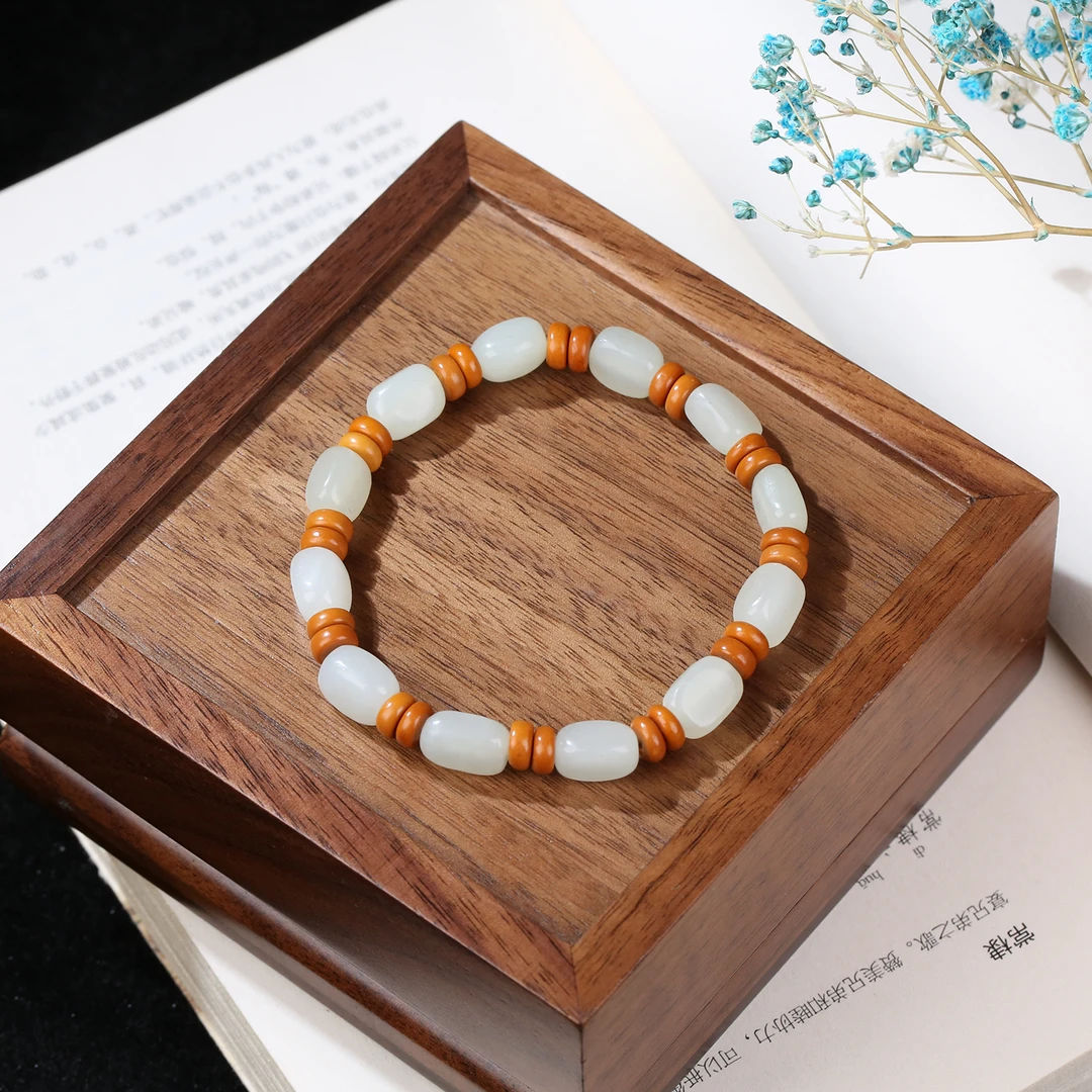 【麦子家族新年大促】天然和田玉随形手串百搭礼物送礼 SC402