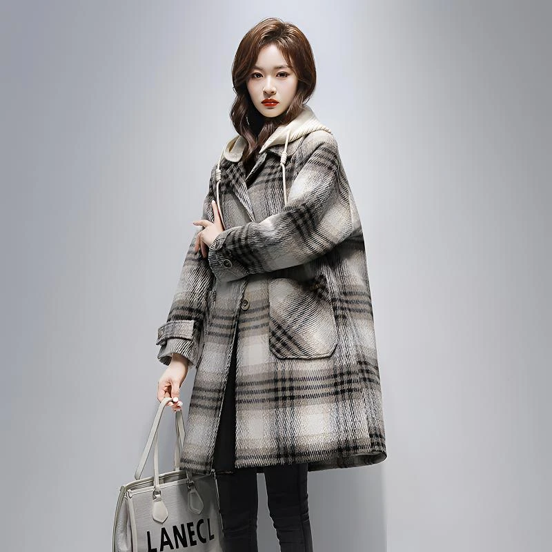 大衣羽绒服女中长款2024冬季新款休闲连帽加厚外套