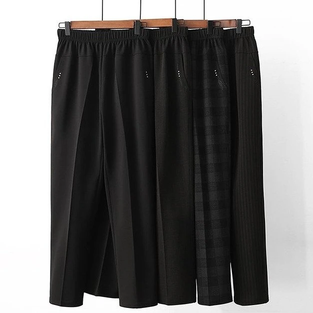 中年妈妈长裤子女裤中老年女装奶奶松紧腰宽松春秋新款直筒夏款