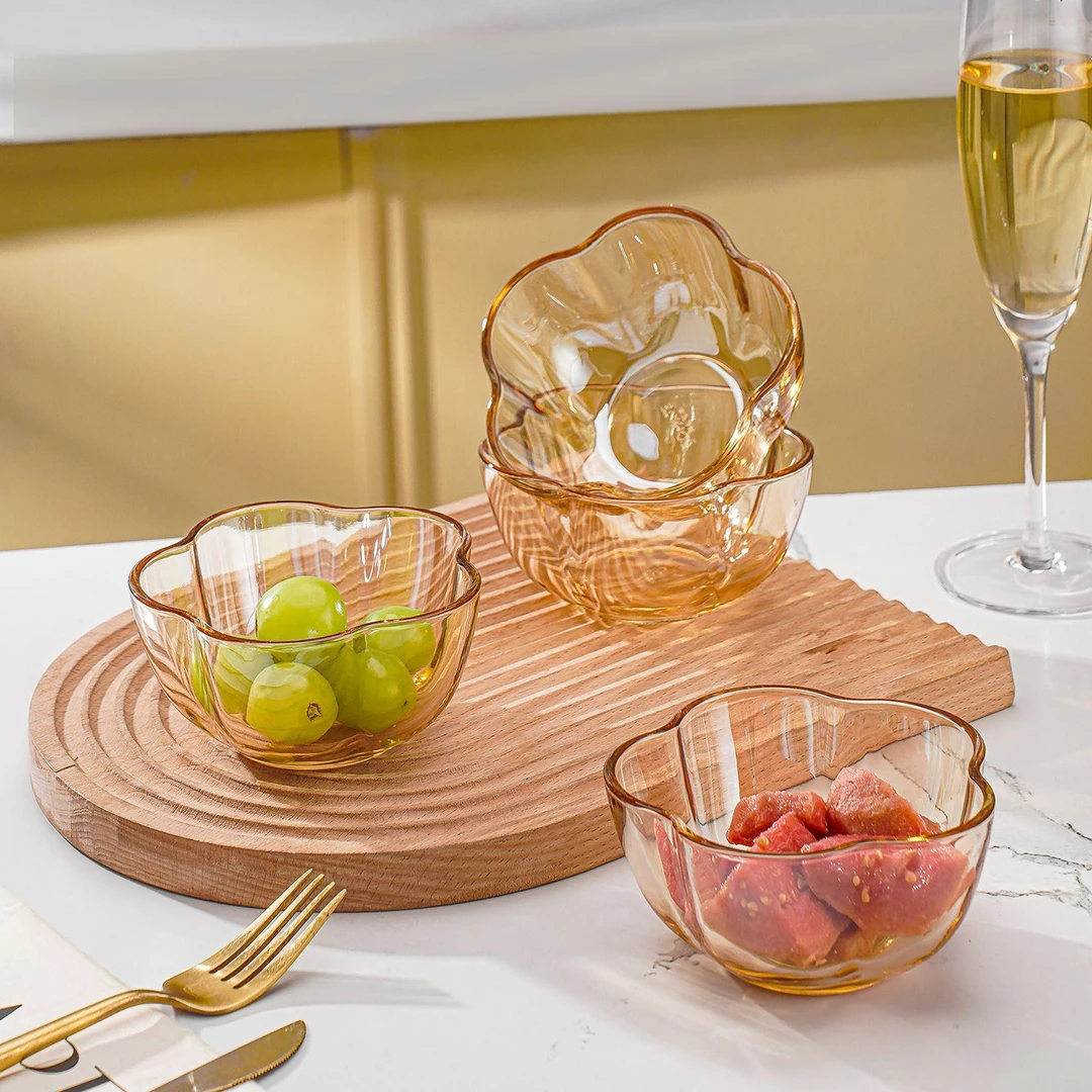 苏泊尓适用家用高颜值琥珀梅花玻璃碗只装个性沙拉碗餐碗吃饭碗网