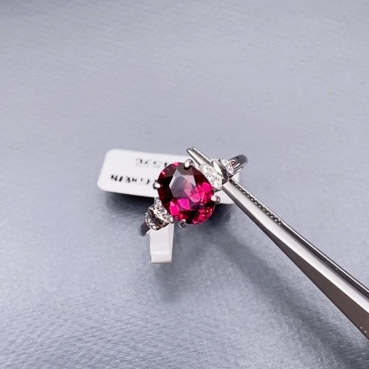 石榴石戒指银S925镶嵌7*9