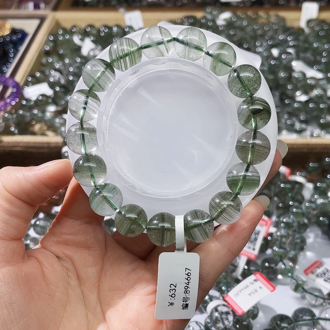 未镶嵌手链水晶绿幽灵12m