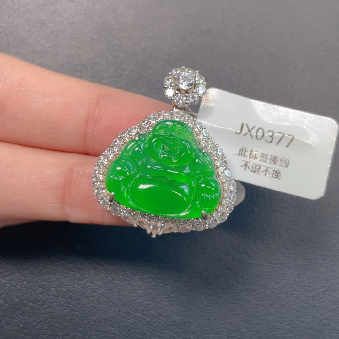 翡翠银S925镶嵌吊坠(不含链)