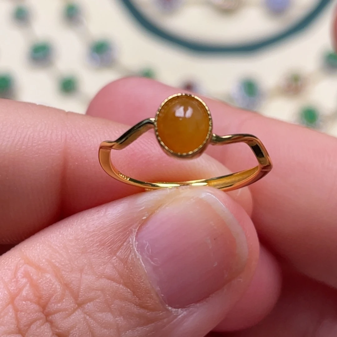 翡翠戒指银S925镶嵌七****5纯天然缅甸翡翠