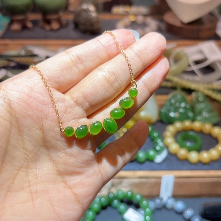 和田玉银S925镶嵌颈饰