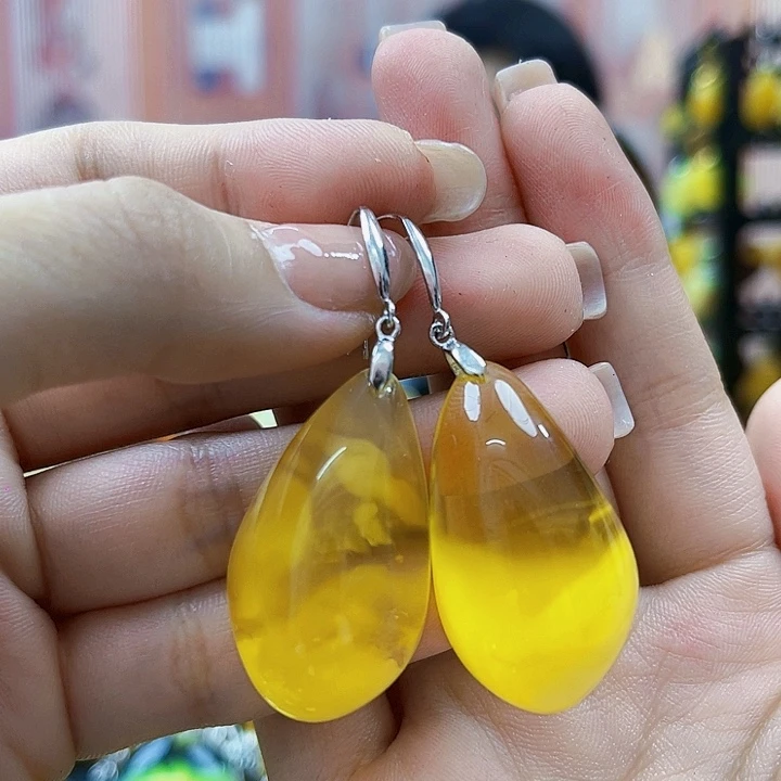 蜜蜡银S925镶嵌颈饰耳环