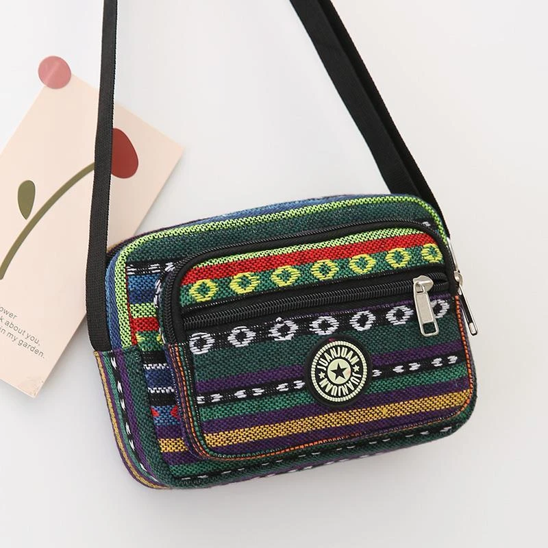 时尚新款民族风帆布女单肩包斜挎女潮包休闲女妈妈零钱包百搭