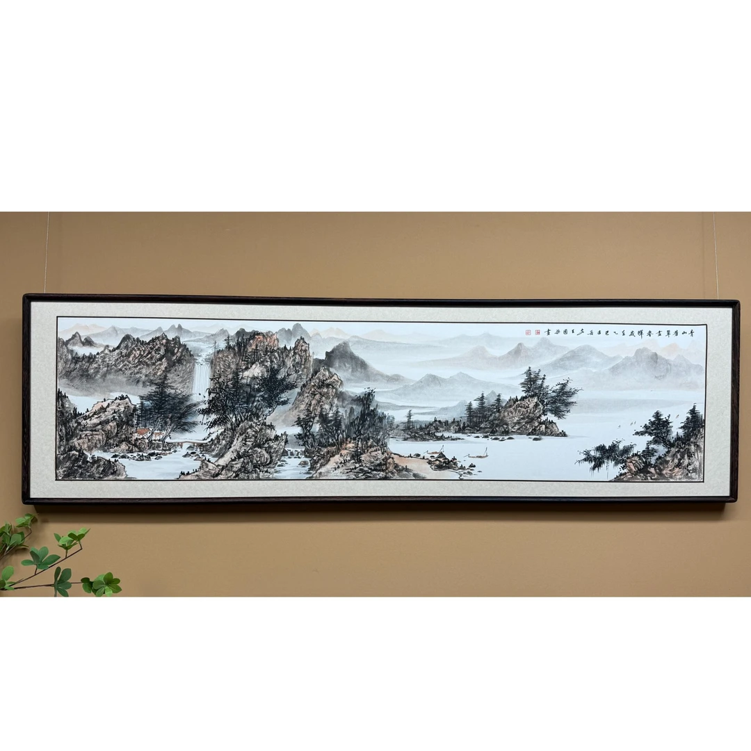 《春山苍翠尽春晖》152×44山水装饰画